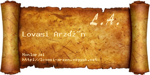 Lovasi Arzén névjegykártya